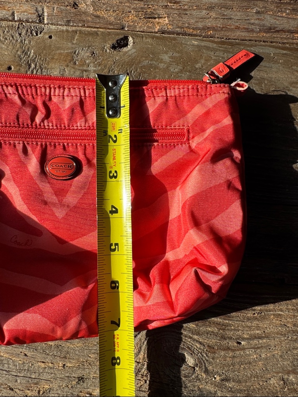 Coach hot orange zebra print nylon clutch, makeup bag, tote organizer - Picture 12 of 12